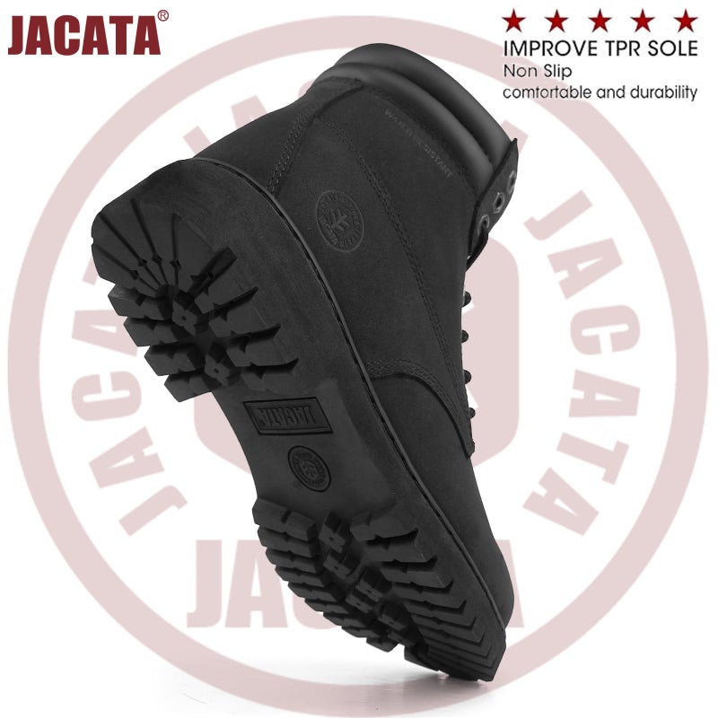 Jacata Men's Water Resistant Leather Work Boot Rubber Sole Construction Oil Resistant Utility Industrial Boots(Size 8) - Image 2