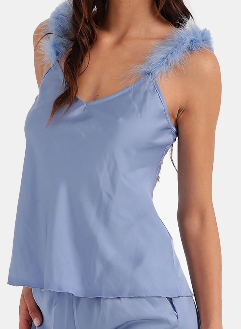 Carina Feather-Trim Satin Pyjama - Image 5