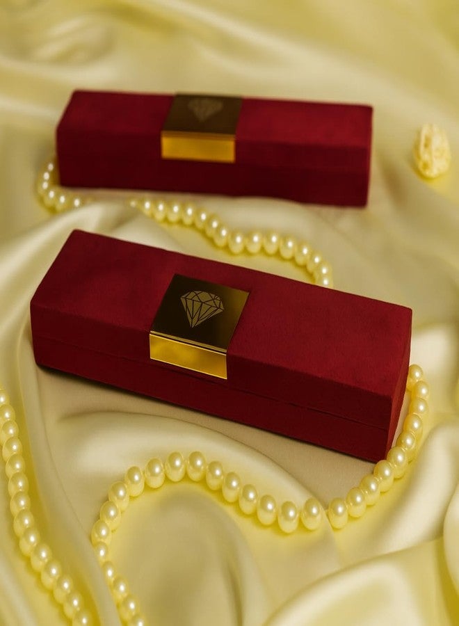 Lushure Premium Velvet Chain Box with Gold Metal Accent | Premium Gifting Box – Maroon | Pack of 1 - Image 3