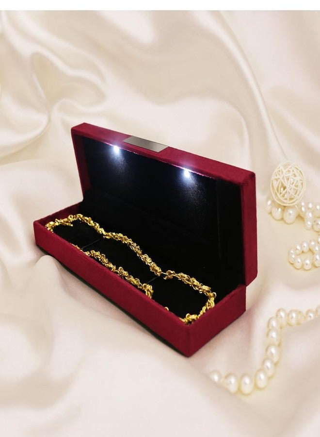 Lushure Premium Velvet Chain Box with Gold Metal Accent | Premium Gifting Box – Maroon | Pack of 1 - Image 4