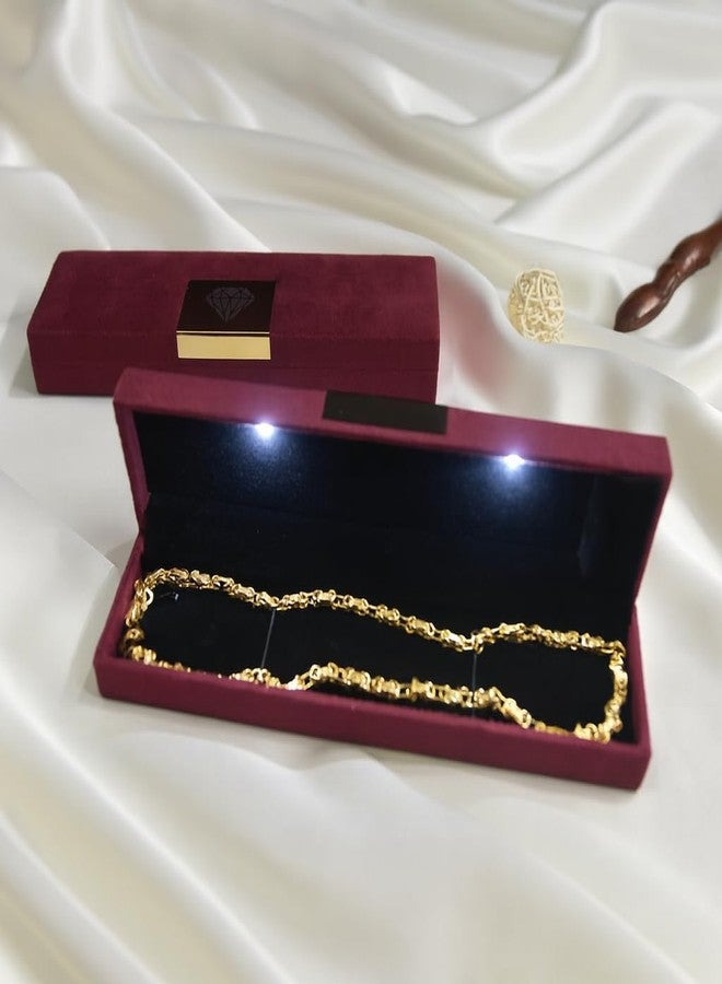 Lushure Premium Velvet Chain Box with Gold Metal Accent | Premium Gifting Box – Maroon | Pack of 1 - Image 1