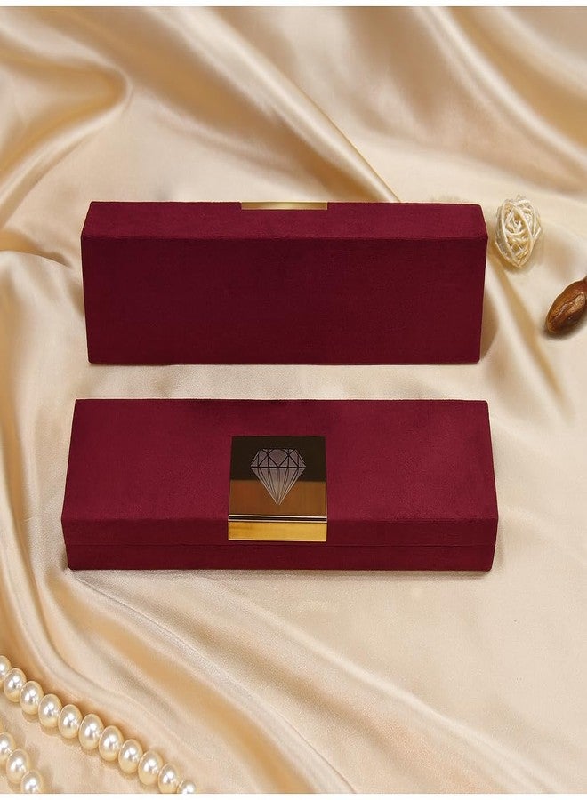 Lushure Premium Velvet Chain Box with Gold Metal Accent | Premium Gifting Box – Maroon | Pack of 1 - Image 5