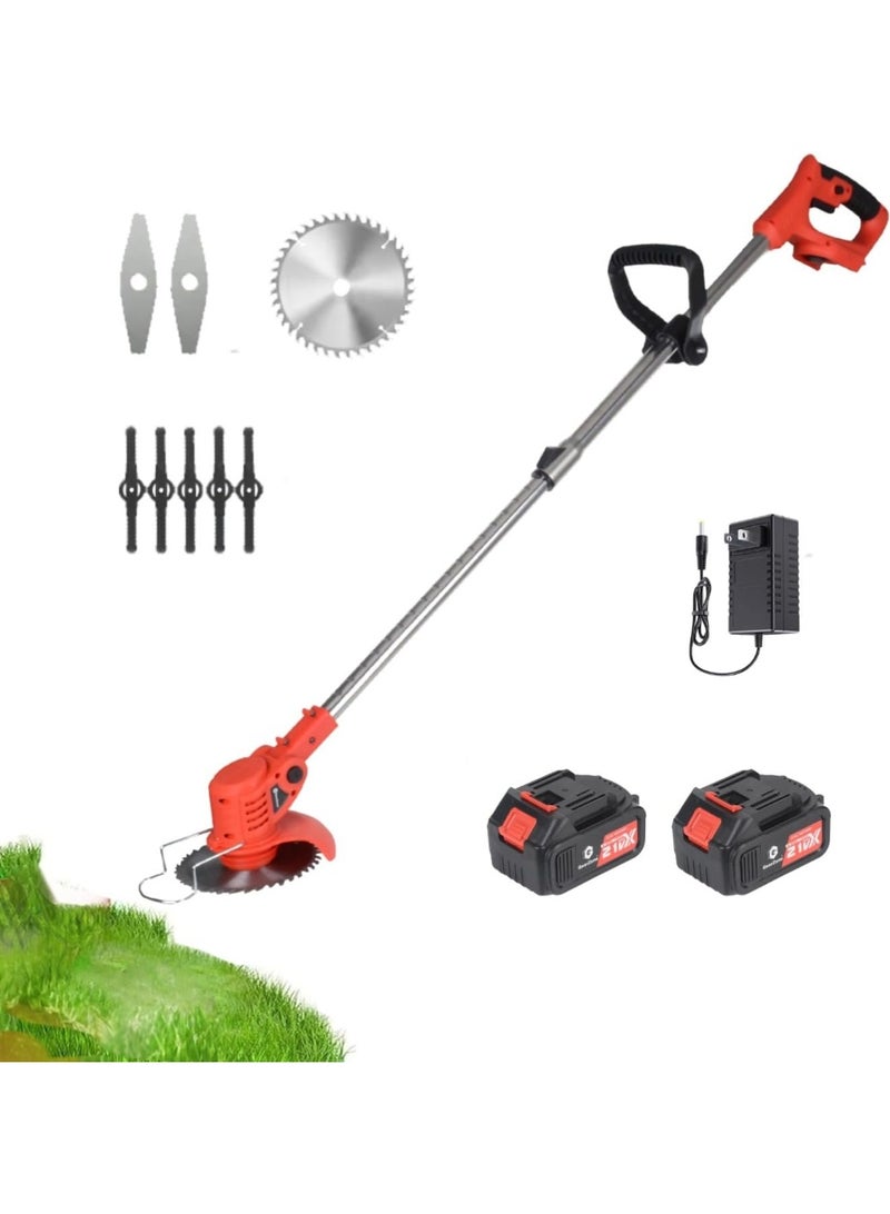 GearZone Electric Grass Wacker Eater Battery Powered 21V Cordless Grass Trimmer Grass Wacker Stringless Brush Cutter, Lightweight grass Trimmer/Lawn Edger/Mini-Mower grasser Tool with 3 Types Blades - Image 1