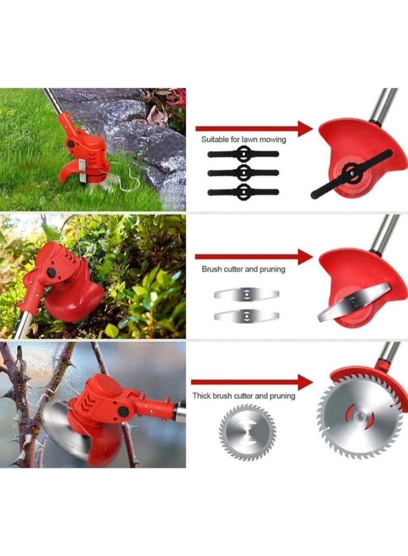 GearZone Electric Grass Wacker Eater Battery Powered 21V Cordless Grass Trimmer Grass Wacker Stringless Brush Cutter, Lightweight grass Trimmer/Lawn Edger/Mini-Mower grasser Tool with 3 Types Blades - Image 2