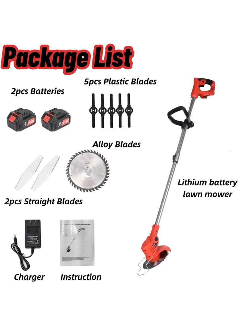 GearZone Electric Grass Wacker Eater Battery Powered 21V Cordless Grass Trimmer Grass Wacker Stringless Brush Cutter, Lightweight grass Trimmer/Lawn Edger/Mini-Mower grasser Tool with 3 Types Blades - Image 4