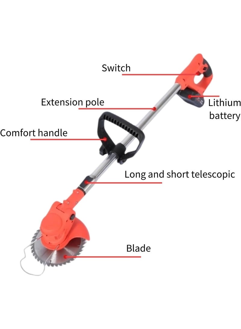 GearZone Electric Grass Wacker Eater Battery Powered 21V Cordless Grass Trimmer Grass Wacker Stringless Brush Cutter, Lightweight grass Trimmer/Lawn Edger/Mini-Mower grasser Tool with 3 Types Blades - Image 3