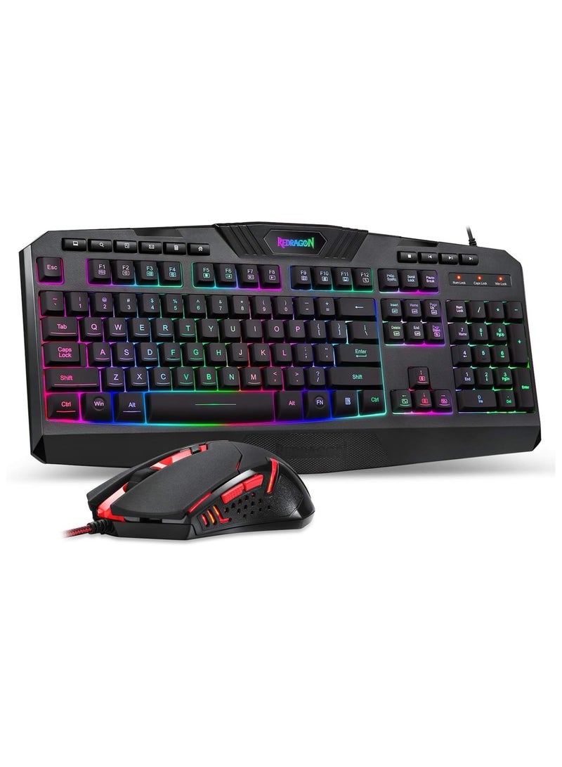 Redragon S101 VAJRA USB Gaming Keyboard, CENTROPHORUS USB Gaming Mouse, Keyboard Set QWERTY layout - Image 1