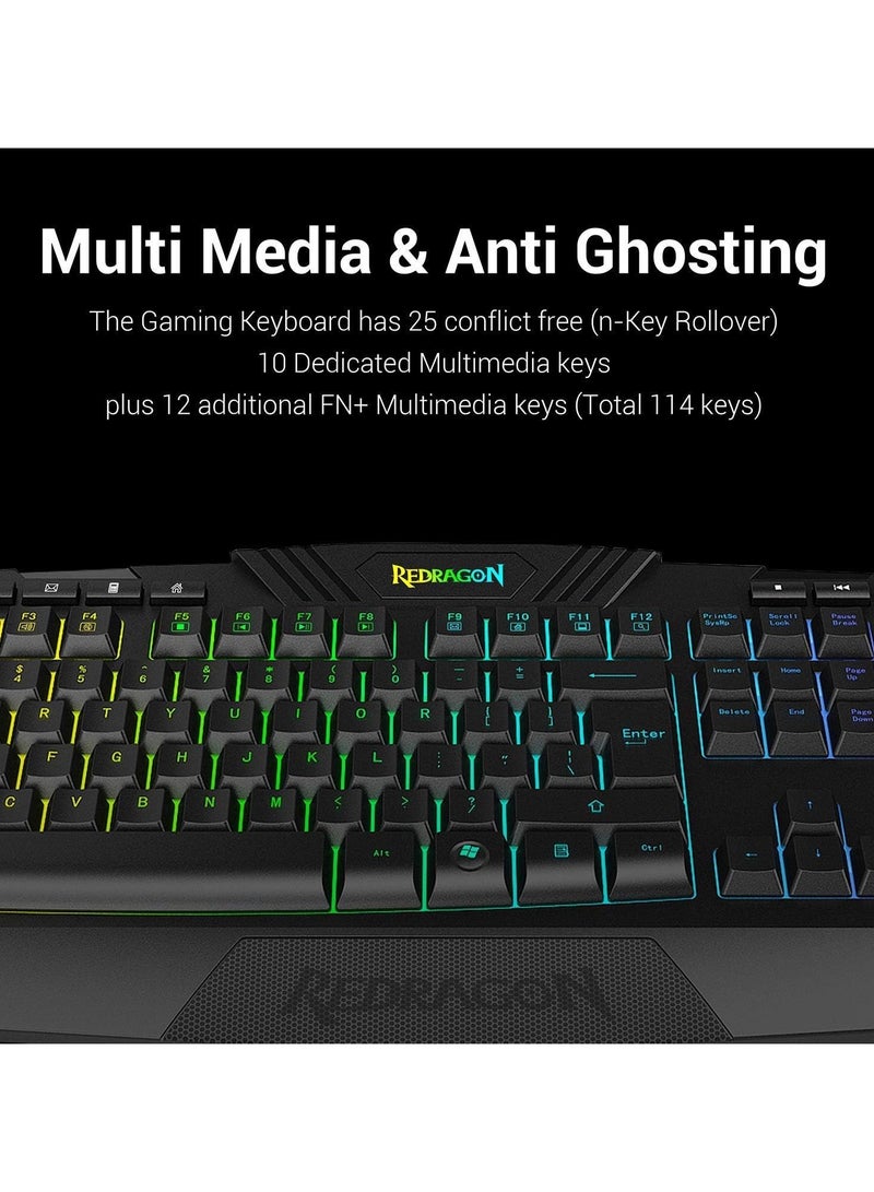 Redragon S101 VAJRA USB Gaming Keyboard, CENTROPHORUS USB Gaming Mouse, Keyboard Set QWERTY layout - Image 2