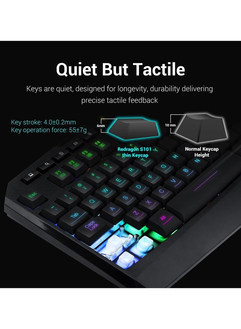 Redragon S101 VAJRA USB Gaming Keyboard, CENTROPHORUS USB Gaming Mouse, Keyboard Set QWERTY layout - Image 4