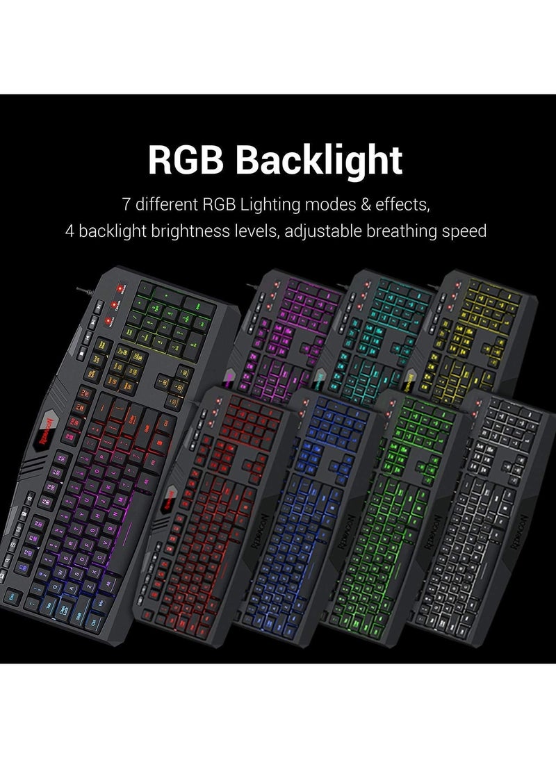 Redragon S101 VAJRA USB Gaming Keyboard, CENTROPHORUS USB Gaming Mouse, Keyboard Set QWERTY layout - Image 3