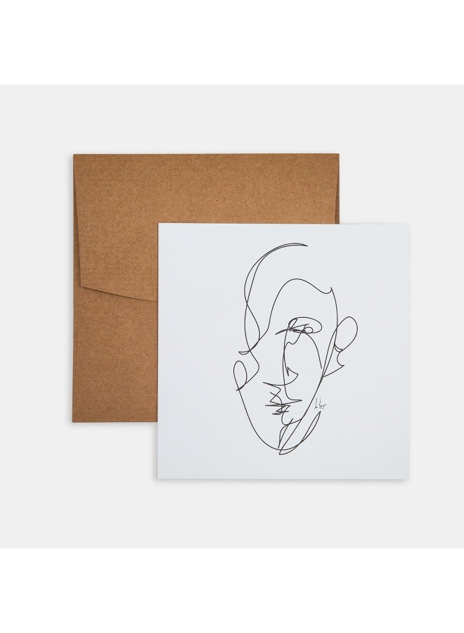 PK Design White Mini Poster Line Drawings Man 2 - Image 1