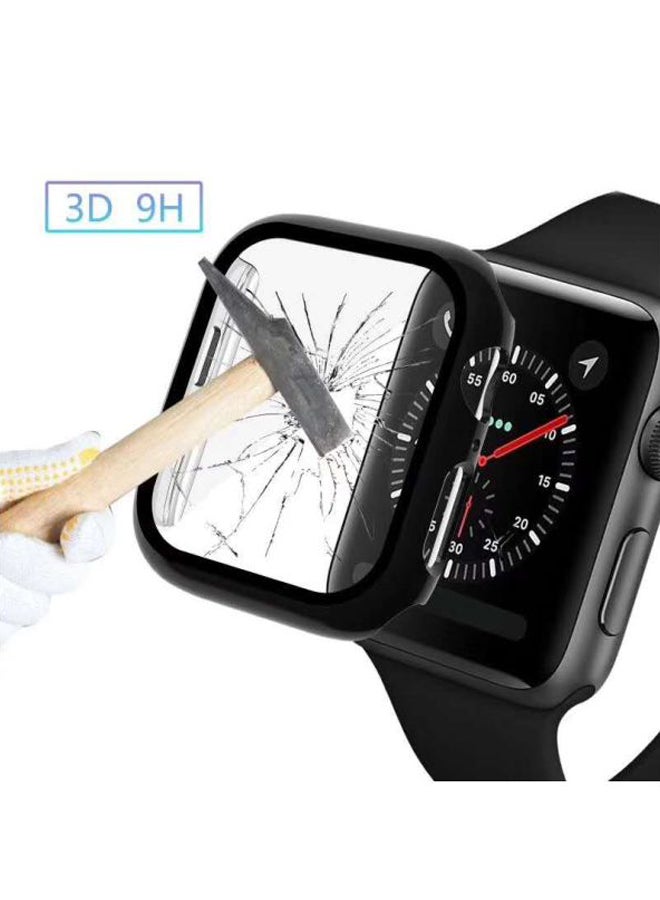 VINSOC Tempered Glass Screen Protector For Apple Watch Series 4/5 44mm Black/Clear - Image 3