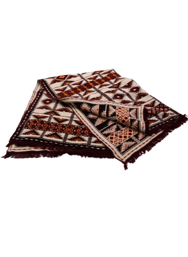 UNIKSAR Luxurious Syrian Double-Sided Velvet Ground Mat - Sadu Heritage Pattern Camping & Picnic Rug - 200x300 CM - Brown & White - Image 5