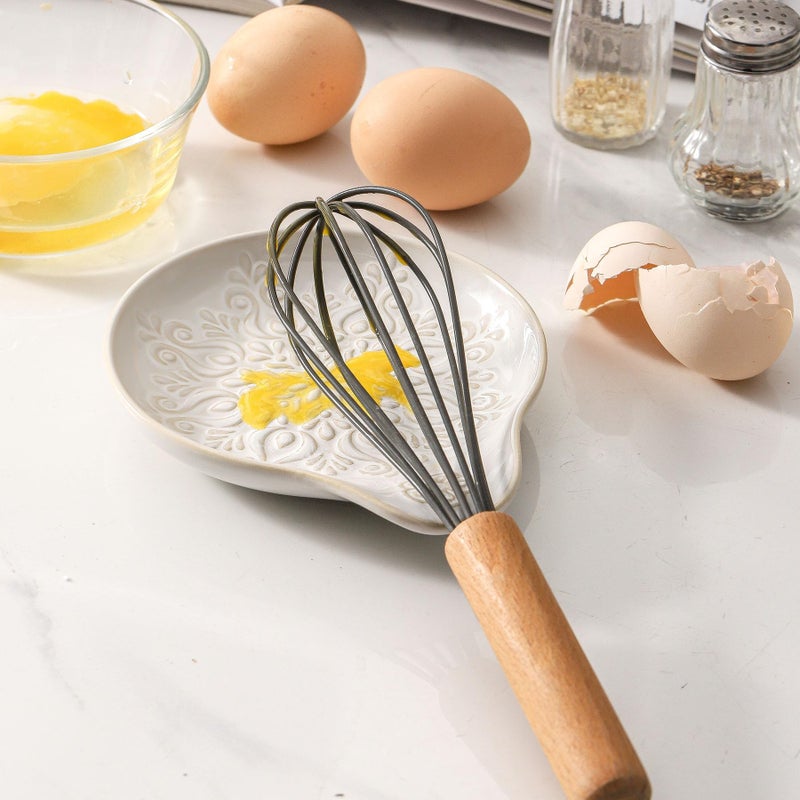 Howise Farmhouse Ceramic Spoon Rests Holder for Kitchen Counter Stove Top (White-A3) - Image 3