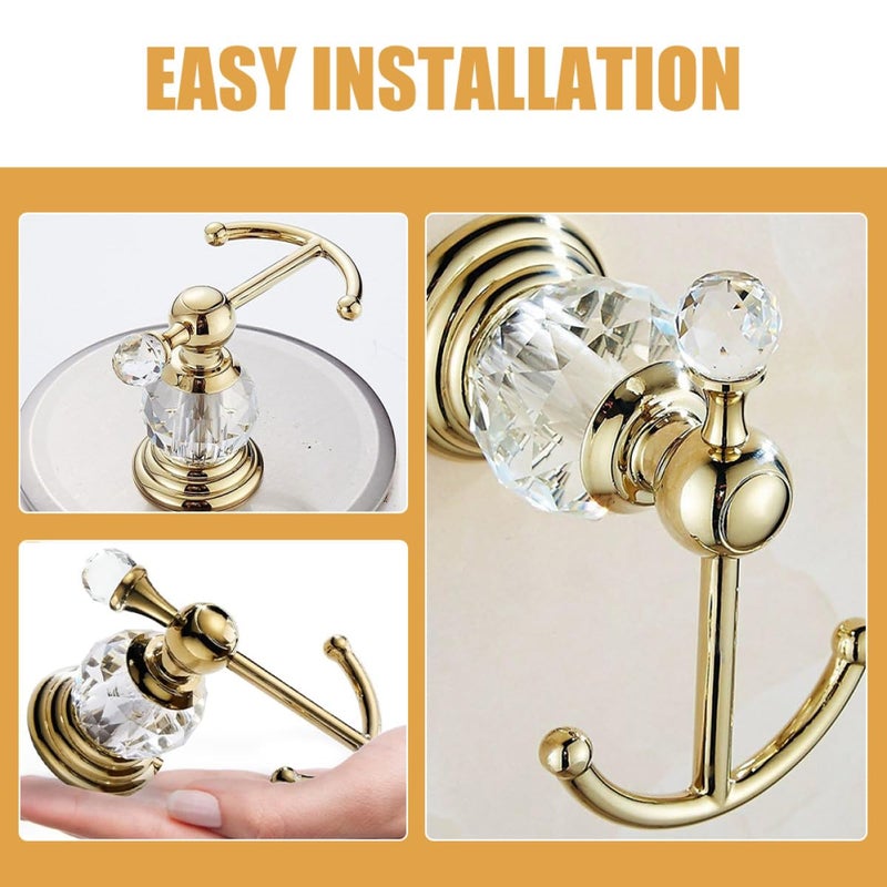 Gold Wall Hook Heavy Duty Towel Robe Hanger Punch Design Bathroom Kitchen Wall Mounted - Image 5