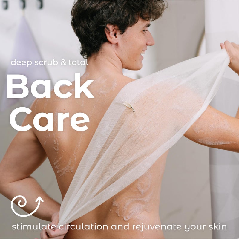 MainBasics Exfoliating Shower Towel - Japanese Nylon Bath Towel and Body Washcloth, Quick-Dry, Durable, Deep Exfoliation (Set of 3, Airy Blossom) - Image 5