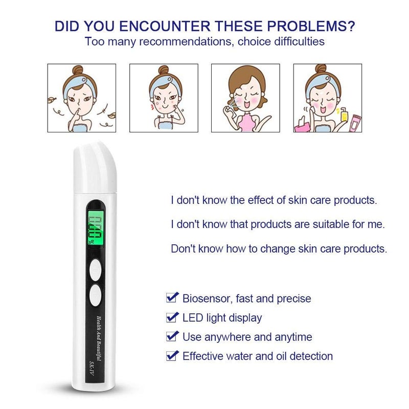 Semme Digital Monitor For Skin,Skin Tester, Digital LCD Skin Face Oil Analyzer Face Skin Sensor Tester Oil Det - Image 3