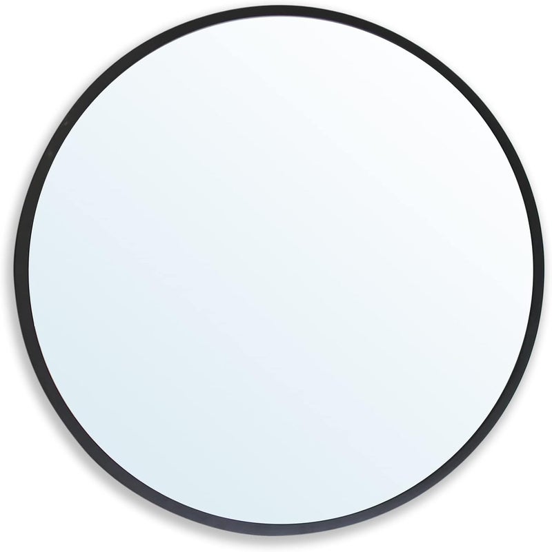 ZENIDA Round Wall Mirror, 20-inch Large Circle Mirror, Black Metal Framed Wall-Mounted Bathroom Mirror, Decorative Round Mirror for Bathroom Decor,Vanity Bedroom, Living Room, Entryway - Image 1