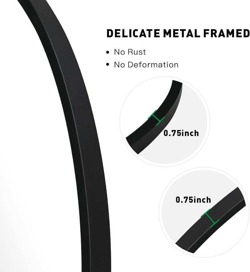 ZENIDA Round Wall Mirror, 20-inch Large Circle Mirror, Black Metal Framed Wall-Mounted Bathroom Mirror, Decorative Round Mirror for Bathroom Decor,Vanity Bedroom, Living Room, Entryway - Image 4