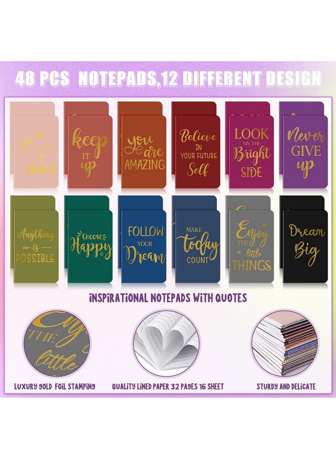 Ragnhild 96 Pcs Bulk Motivational Pens Inspirational Notepads Set, Small Pocket Motivational Quote Notebooks And Ballpoint Pens, Mini Journals Gift Set For Kids Students Teachers School Office Prizes Supplies  - Image 3