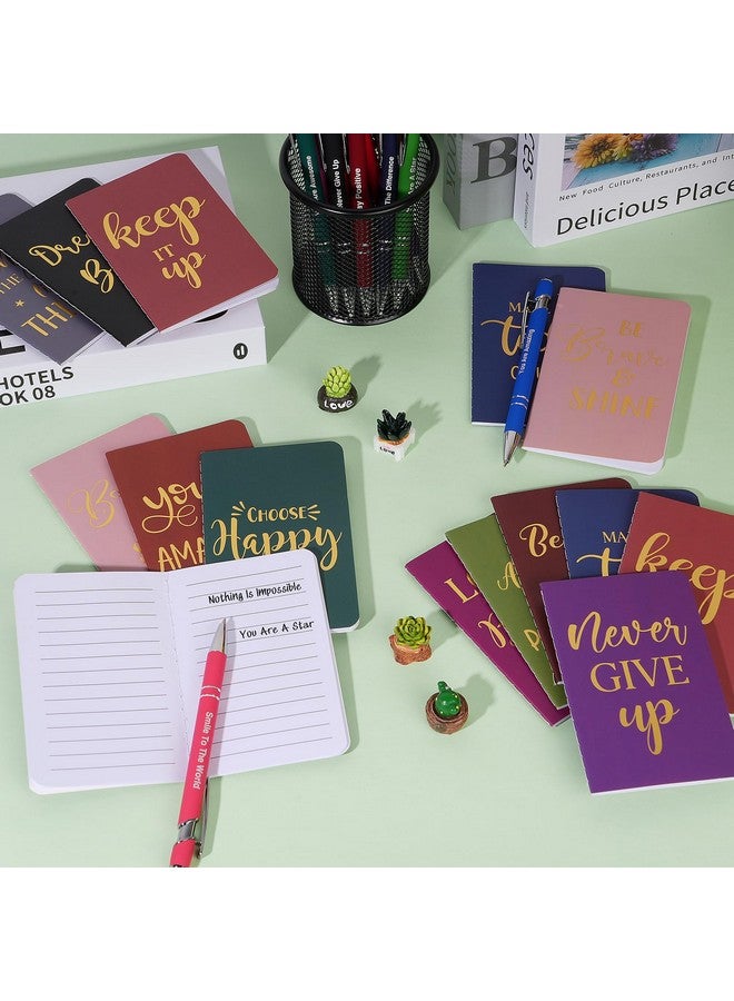 Ragnhild 96 Pcs Bulk Motivational Pens Inspirational Notepads Set, Small Pocket Motivational Quote Notebooks And Ballpoint Pens, Mini Journals Gift Set For Kids Students Teachers School Office Prizes Supplies  - Image 5