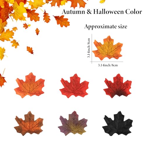 MAQIHAN 350PCS Fall Maple Leaves Autumn Fall Maple Leaf Garland hojas de otoo para decorar Foliage Artificial Table Decoration Faux Fake Loose Leaves Outdoor Decor Halloween Thanksgiving Photo Prop - Image 3