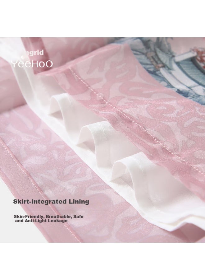 Yeehoo Children's Hanfu, Girls' Horse-face Skirt, For Older Children, New Chinese-style National Fashion, Pleated Half-skirt, Summer, Pink, Size 140 - Image 2
