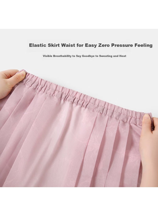 Yeehoo Children's Hanfu, Girls' Horse-face Skirt, For Older Children, New Chinese-style National Fashion, Pleated Half-skirt, Summer, Pink, Size 140 - Image 1