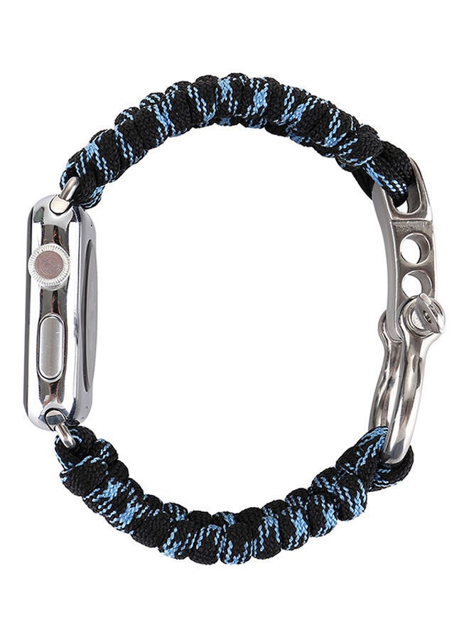 NIBEMINENT Nylon Interchangeable Band For Apple Watch Series 1/2/3 38mm Blue/Black - Image 2