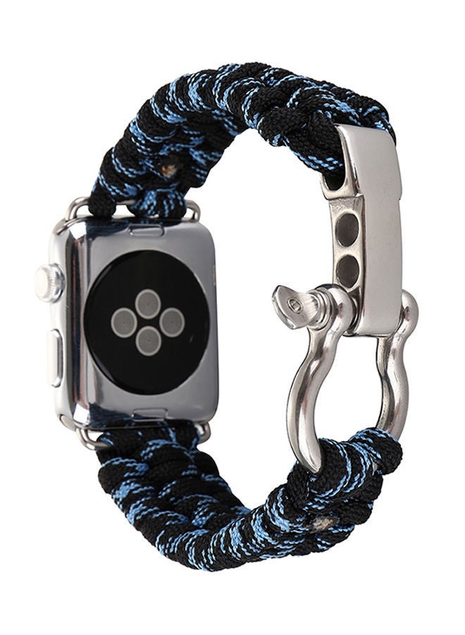 NIBEMINENT Nylon Interchangeable Band For Apple Watch Series 1/2/3 38mm Blue/Black - Image 1