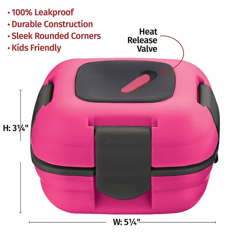 Pinnacle Insulated Leak Proof Lunch Box for Adults and Kids - Thermal Lunch Container With NEW Heat Release Valve, 16 oz (Pink) - Image 5