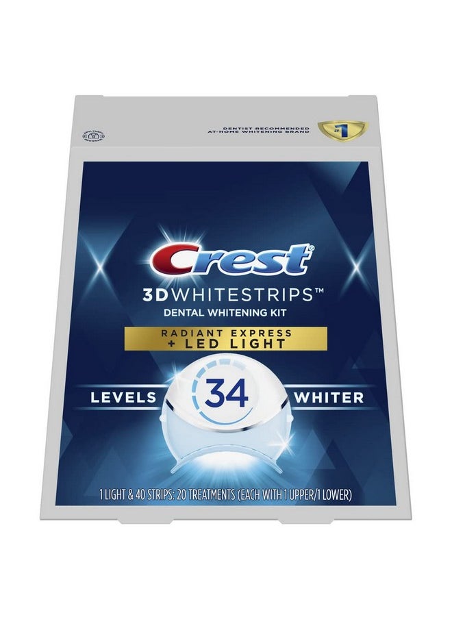 Crest 3D Whitestrips Radiant Express Plus Light, Crest With Led Accelerator Light, Teeth Whitening Strip Kit, 40 Strips (20 Count Pack), Crest Teeth Whitening Strips With Light, Teeth Whitening Kit  - Image 1