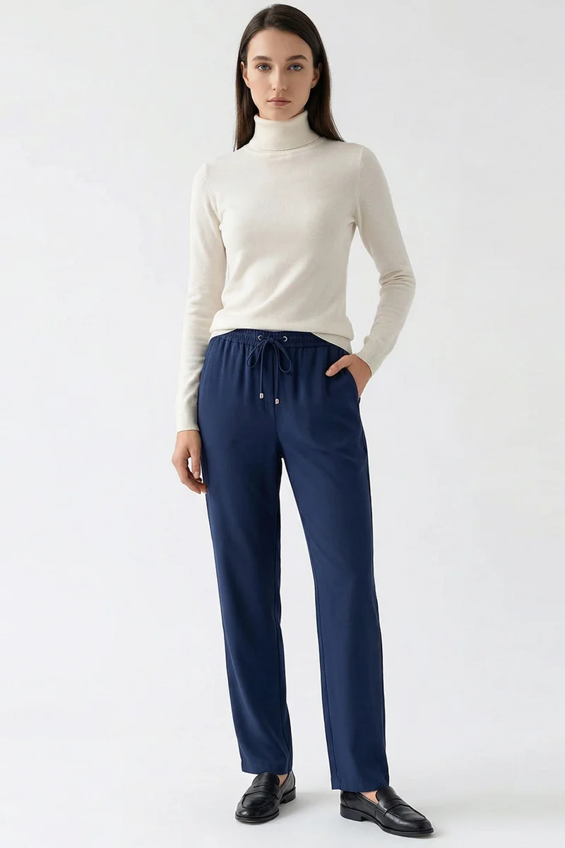 EXQUISE Regular Pants with Elastic Waistband