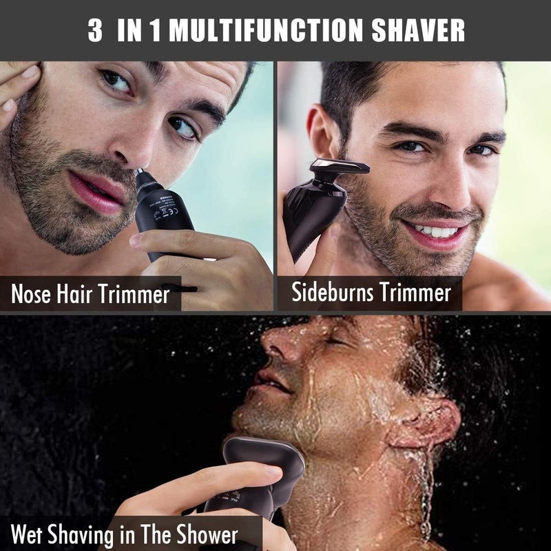 pritech PRIITECH Shaver for Men,3 in 1 Electric Razor Hair Beard Nose Trimmer Gromming Set,Coedless Rechargeable Shaving Wet and Dry USB Charging Black - Image 5