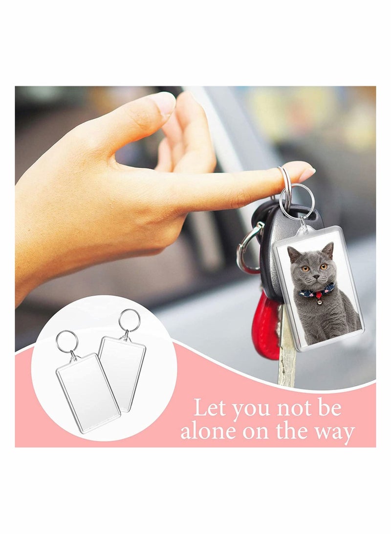 Acrylic Photo Frame Keychain Holder, 50 Pieces Insert Keychain, Clear Picture Keychains Key Chain, Snap-In Custom Keyring for DIY Projects - Image 3
