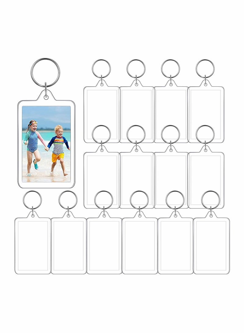 Acrylic Photo Frame Keychain Holder, 50 Pieces Insert Keychain, Clear Picture Keychains Key Chain, Snap-In Custom Keyring for DIY Projects - Image 1