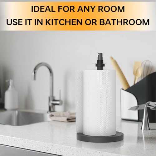 Manduoye 2 in 1 Paper Towel Holder with Spray Bottle, Paper Towel Holder One-Handed Operation with Non Slip Weighted Base, Paper Towel Holder Countertop for Kitchen and Bathroom (Black) - Image 5