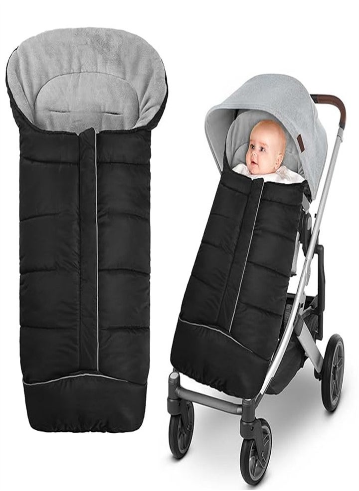 Generic Stroller Sleeping Bag, Stroller Footmuff with Drawstring Hood, Waterproof/Windproof Soft Fleece Lined Stroller Sleeping Bag, Warm Baby Universal Footmuff Fits Most Strollers, Baby Carriages  - Image 1