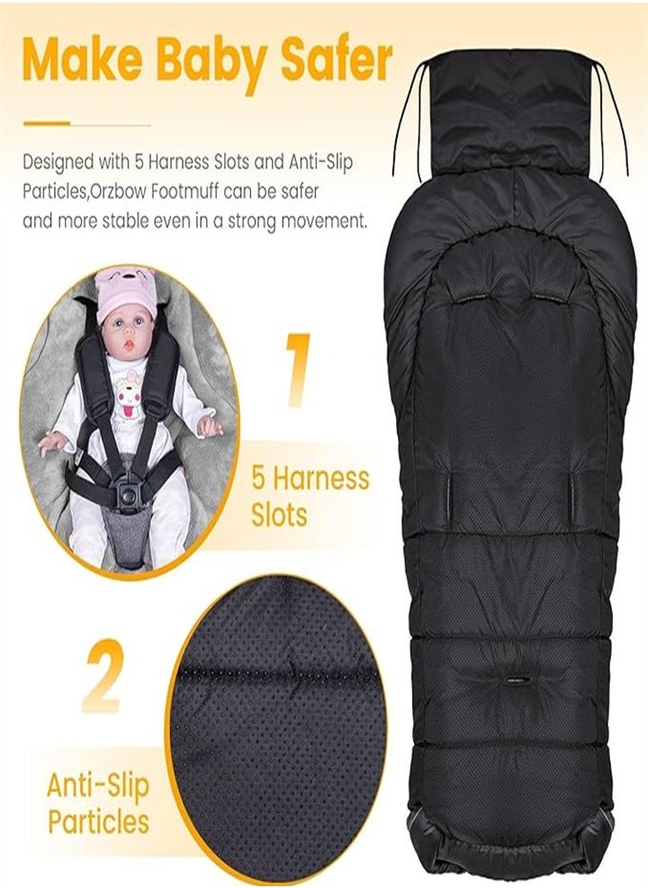Generic Stroller Sleeping Bag, Stroller Footmuff with Drawstring Hood, Waterproof/Windproof Soft Fleece Lined Stroller Sleeping Bag, Warm Baby Universal Footmuff Fits Most Strollers, Baby Carriages  - Image 2