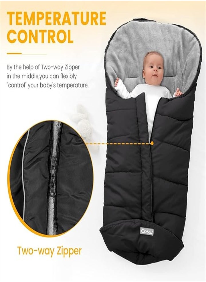 Generic Stroller Sleeping Bag, Stroller Footmuff with Drawstring Hood, Waterproof/Windproof Soft Fleece Lined Stroller Sleeping Bag, Warm Baby Universal Footmuff Fits Most Strollers, Baby Carriages  - Image 3