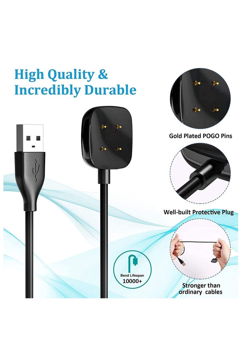 Charger Dock Compatible for Fitbit Sense/Versa 3, USB Charging Cable Replacement Stand Base Station Accessories with 3.3FT for Sense Smartwatch 2-Pack