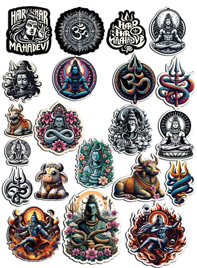 D2C Har Har Mahadev OM Shiv Stickers - Pack of 21 Glitter Finish Waterproof Stickers for Laptop, Journal, Scrapbook, Diary, Prayer Room, Mandir, Mobile - Image 1