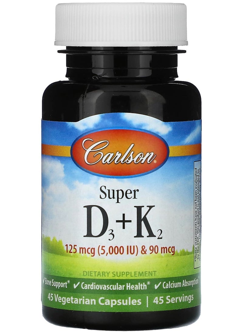سوبر D3 + K2، 45 كبسولة نباتية