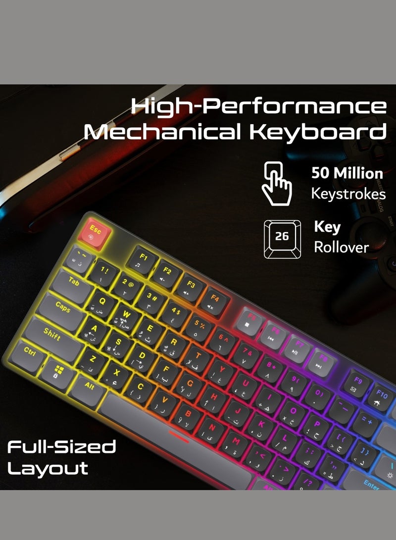 فيرتوكس لوحة مفاتيح ميكانيكية كاملة الحجم للاعبين من Vertux مع 17 وضع LED قوس قزح، مفاتيح مضادة للغبار منخفضة الارتفاع، مفاتيح وسائط متعددة، 26 مفتاح مضاد للغش، ومفاتيح كبيرة مستقرة لعمر طويل وأداء ممتاز – StealthKey - Image 4