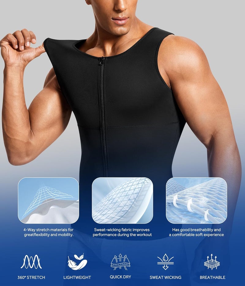 MOLUTAN Mens Compression Shirt Belly Slimming Body Shaper Vest Sleeveless Zipper Undershirt Tank Top Shapewear for Stomach - Image 5