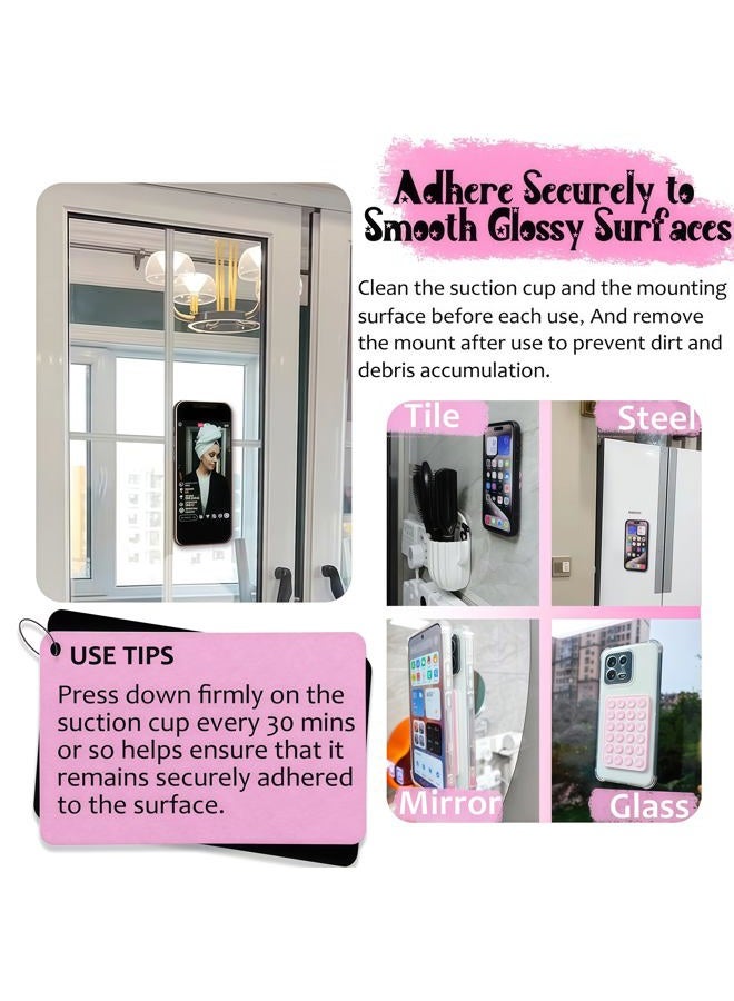 AZXYI Silicone Suction Phone Case Mount, Silicon Adhesive Suction Cup Phone Mount, Non Slip Sticky Phone Grip for Cellphone, Strong Grip Holder for Selfies and Videos (Light Pink) - Image 4