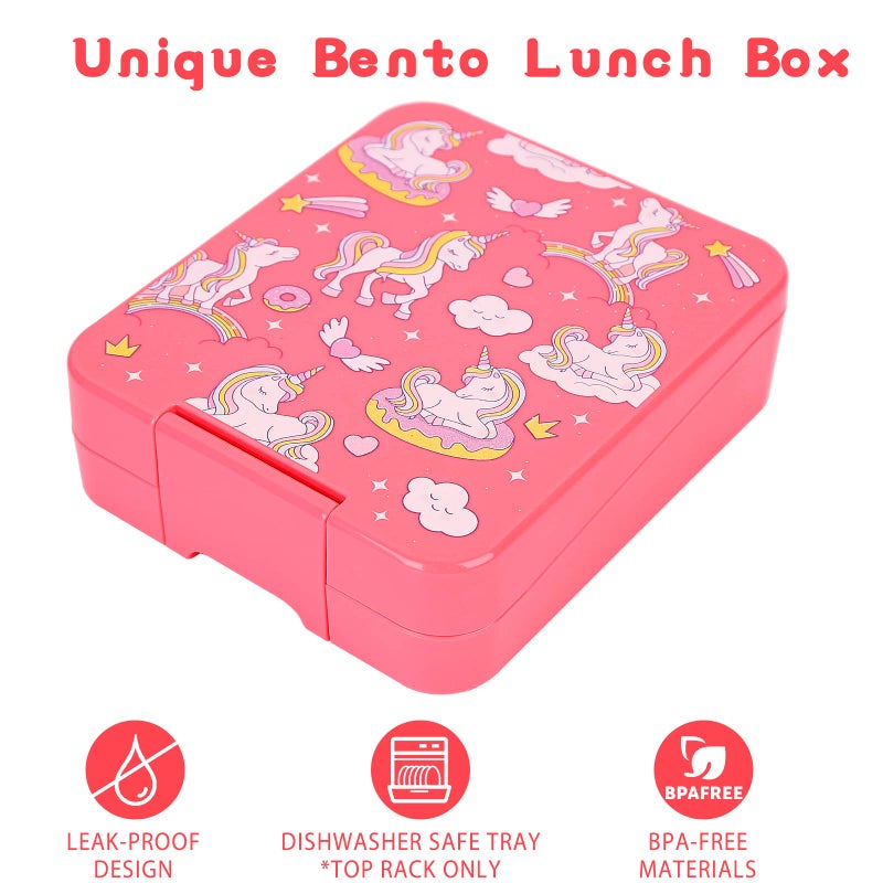 Howeemo Bento Lunch Box Set For Kids With 10Oz Soup Thermo  Leak-Proof Lunch Containers With 4 Compartment  Kids Thermo Hot Food Jar And Insulated Lunch Bag For Kid To School Bpa-Free(Unique Horse) - Image 3