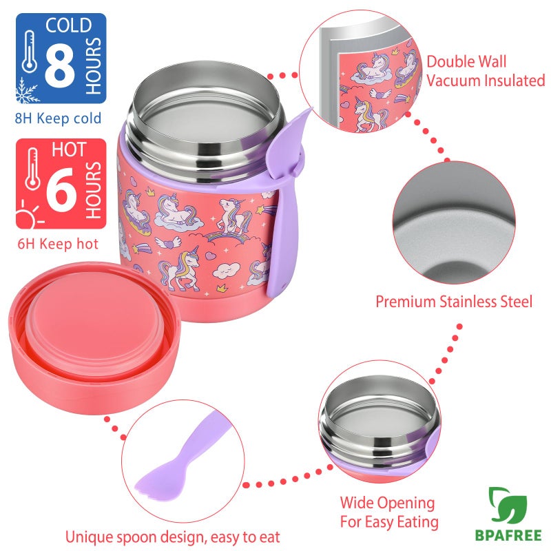 Howeemo Bento Lunch Box Set For Kids With 10Oz Soup Thermo  Leak-Proof Lunch Containers With 4 Compartment  Kids Thermo Hot Food Jar And Insulated Lunch Bag For Kid To School Bpa-Free(Unique Horse) - Image 4