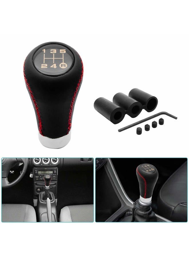 MACHSWON 5 Speed Leather Universal Gear Shift Knob, Manual Car Shift Lever, with Red Stitch - Image 3