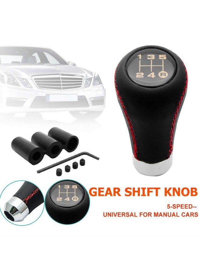 MACHSWON 5 Speed Leather Universal Gear Shift Knob, Manual Car Shift Lever, with Red Stitch - Image 5